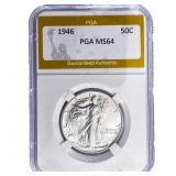 1946 Walking Liberty Half Dollar PGA MS64