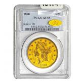 1880 Gold CAC $20 Gold Double Eagle PCGS AU55