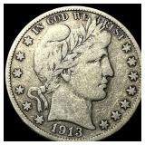 1913-S Silver Barber Half Dollar LIGHTLY CIRCULATE