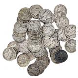 [53 Coins]Mixed Dates Silver Mercury Dime Roll