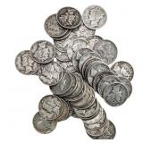 [53 Coins]Mixed Dates Silver Mercury Dime Roll