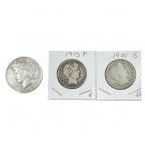[3 Coins]1901-1935 U.S. Silver 50C &Dollar Lot