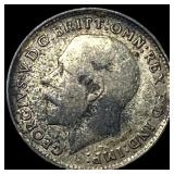 1919 Great Britain Silver 3 Pence - George V NEARL