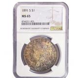 1891 Morgan Silver Dollar NGC MS65