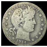 1914 Barber Silver Quarter NICELY CIRCULATED
