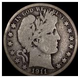 1911-D Silver Barber Half Dollar NICELY  CIRCULAT