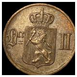 1899 Norway 1 Ore - Oscar II NEARLY UNCIRCULATED