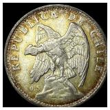 1925 Chile Silver 1 Peso UNCIRCULATED