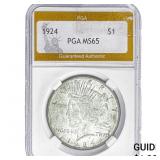 1924 Silver Peace Dollar PGA MS65