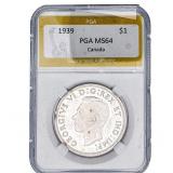 1939 Canada Silver Dollar PGA MS64