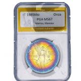1985Mo Mexico Silver Onza PGA MS67 Monster