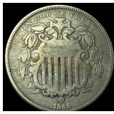 1866 Shield Nickel ABOUT UNCIRCULATED