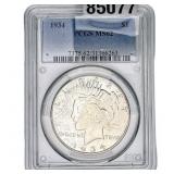 1934 Silver Peace Dollar PCGS MS62