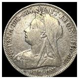 1894 Great Britain Silver 6 Pence - Victoria NEARL