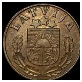 1937 Latvia 1 Santims NEARLY UNCIRCULATED