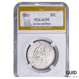 1853 Seated Liberty Half Dollar PGA AU55