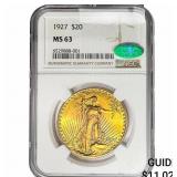 1927 CAC $20 Gold Double Eagle NGC MS63