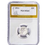 1911 Barber Dime PGA MS64