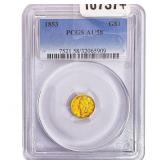 1853 Rare Gold Dollar PCGS AU58