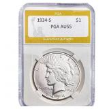 1934-S Silver Peace Dollar PGA AU55