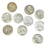 [10 Coins] 1932-1959 Washington Silver Quarter