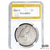1860-O Seated Liberty Dollar PGA MS63+