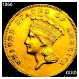 1866 $3 Gold Piece UNCIRCULATED