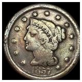 1857 Braided Hair Large Cent NICELY CIRCULATED
