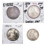 [4 Coins] 1854-1875 Seated Liberty Half Dollar