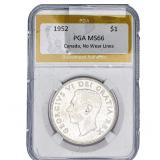 1952 Canada Silver Dollar PGA MS66 No Wear Lines