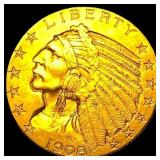 1908 Indian Head Half Eagle $5 Gold CLOSELY UNCIRC