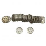 [53 Coins]Mixed Dates Silver Mercury Dime Roll