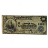 1905 $10 Lg National Bank Note Blue Seal WA