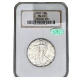 1945 CAC Walking Liberty Half Dollar NGC MS65
