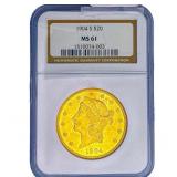 1904-S $20 Gold Double Eagle NGC MS61