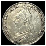 1890 Great Britain Silver 6 Pence - Victoria NEARL