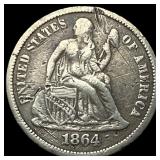 1864-S Silver Seated Liberty Dime HIGH GRADE