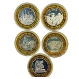 [5 Coins] .60oz Silver $10 Various Casino Tokens
