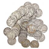 [50 Coins]Mixed Dates Silver Mercury Dime Roll