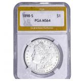 1898-S Morgan Silver Dollar PGA MS64
