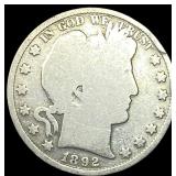 1892 Silver Barber Half Dollar NICELY  CIRCULATED