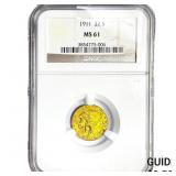 1911 $2.50 Gold Quarter Eagle NGC MS61