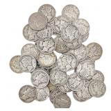 [50 Coins]Mixed Dates Silver Mercury Dime Roll