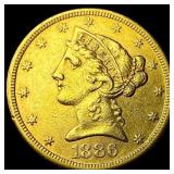 1886-S Gold $5 Half Eagle CLOSELY UNCIRCULATED