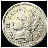 1876 Nickel Three-Cent Piece NEARLY UNCIRCULATED