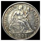 1891-S Silver Seated Liberty Dime CLOSELY UNCIRCUL