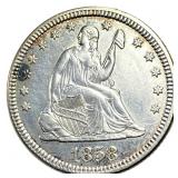 1858 Seated Liberty Quarter No Notto