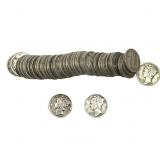 [52 Coins]Mixed Dates Silver Mercury Dime Roll