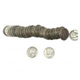 [50 Coins]Mixed Dates Silver Mercury Dime Roll