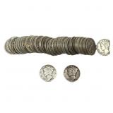 [50 Coins]Mixed Dates Silver Mercury Dime Roll